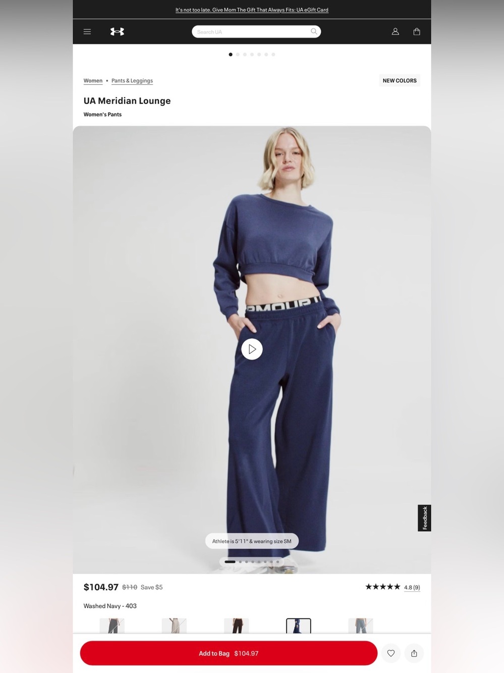 Under Armour Navy Wide-Leg Lounge Pants